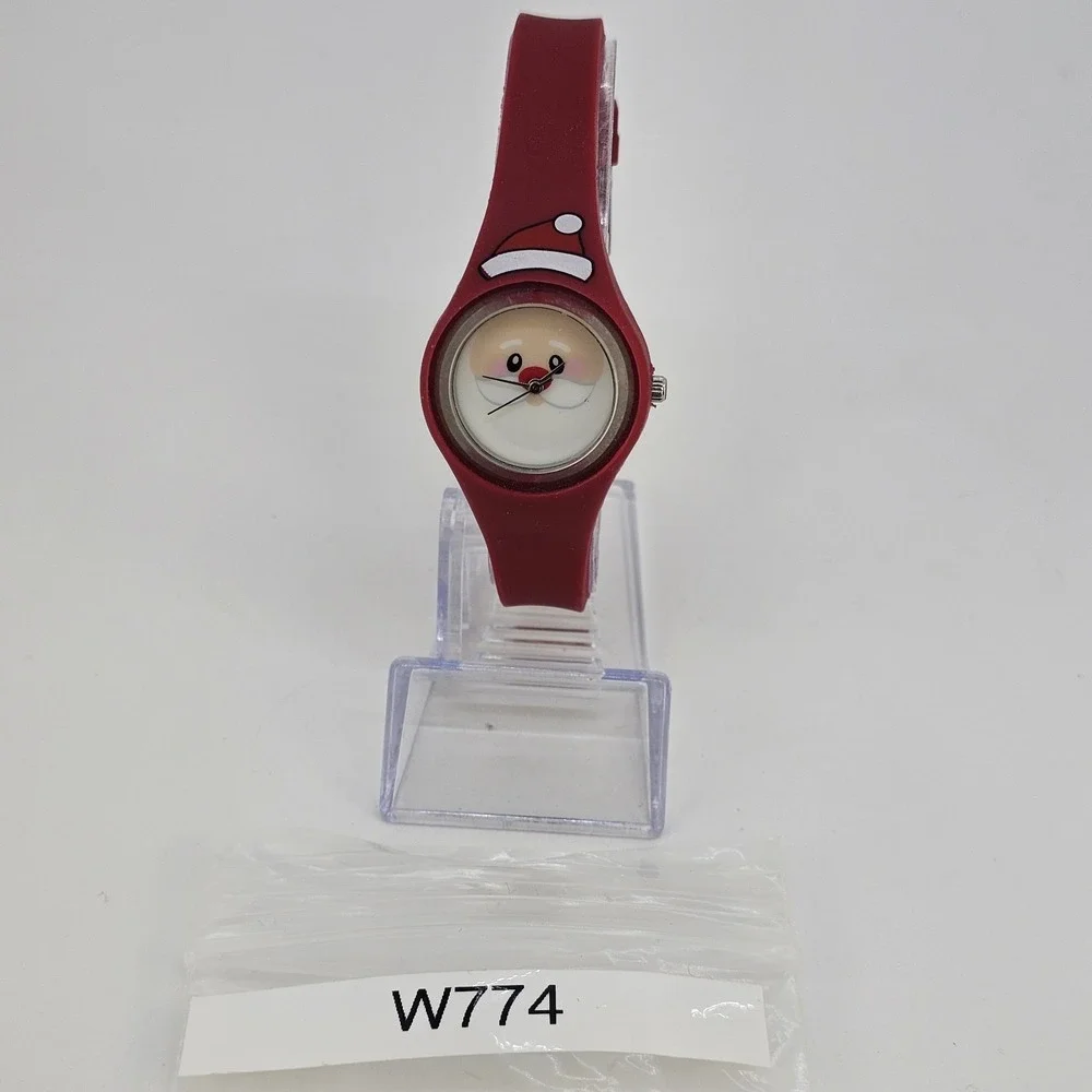 30MM Women's Christmas Watch White Dial Red Plastic Bands New‎ Battery